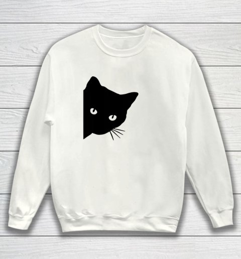 Black Cat Face Watching Funny Cat Halloween Gifts Cat Lovers T
