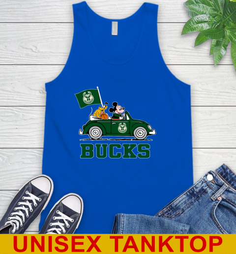 NBA Basketball Milwaukee Bucks Pluto Mickey Driving Disney Shirt Tank Top 5