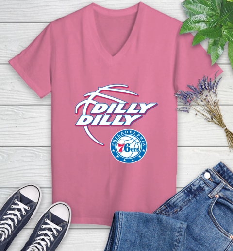 NBA Philadelphia 76ers Dilly Dilly Basketball Sports Women's V-Neck T-Shirt 13