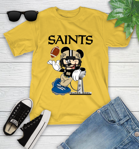 NFL New Orleans Saints Mickey Mouse Disney Super Bowl Football T Shirt Youth T-Shirt 8