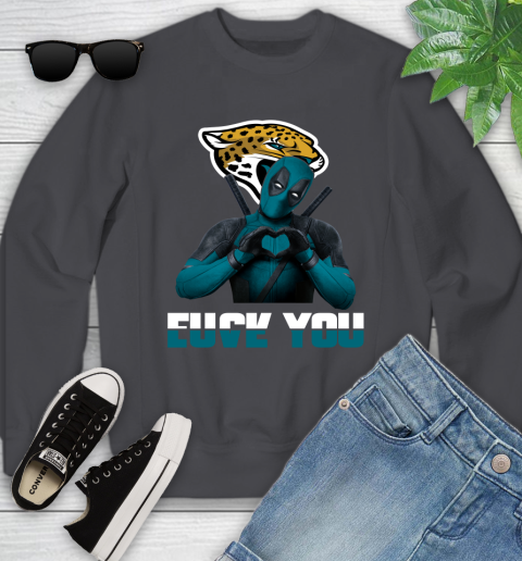 NHL Jacksonville Jaguars Deadpool Love You Fuck You Football Sports Youth Sweatshirt 5