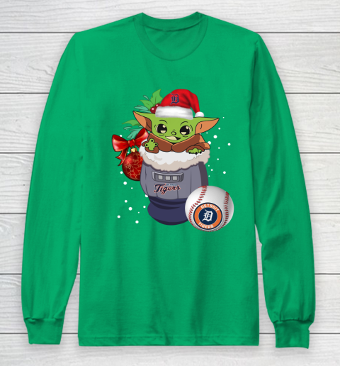 Detroit Tigers Christmas Baby Yoda Star Wars Funny Happy MLB Long Sleeve T-Shirt 7