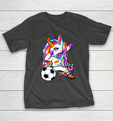 Dabbing Unicorn Cyprus Soccer Fans Jersey Cypriot Football T-Shirt 14
