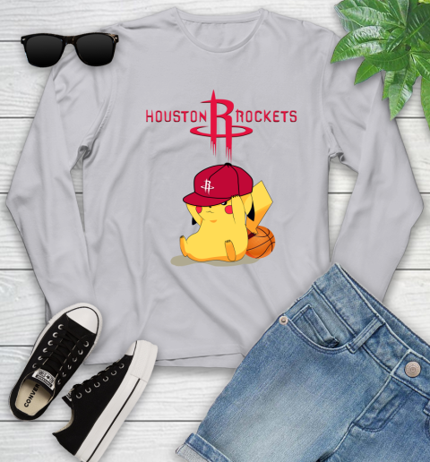 NBA Pikachu Basketball Sports Houston Rockets Youth Long Sleeve 5