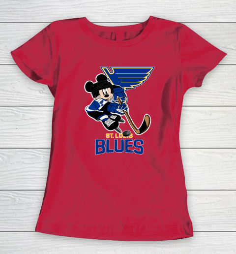 NHL St.Louis Blues Mickey Mouse Disney Hockey Women's T-Shirt 7