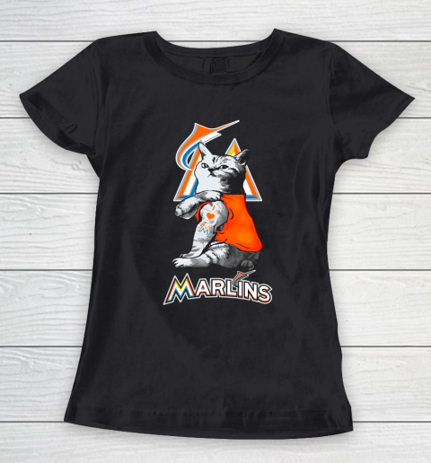 MLB Baseball My Cat Loves Miami Marlins Women's T-Shirt