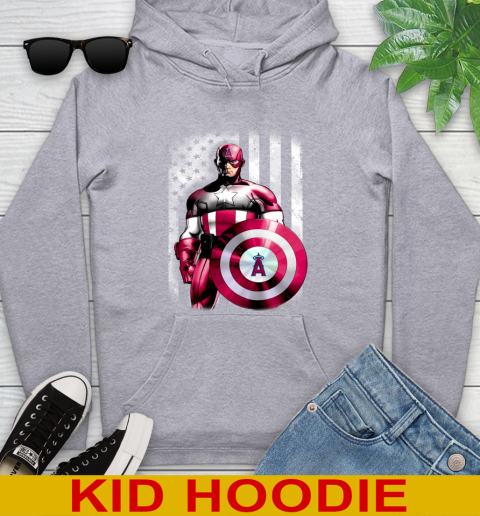 Los Angeles Angels MLB Baseball Captain America Marvel Avengers American Flag Shirt Youth Hoodie 6