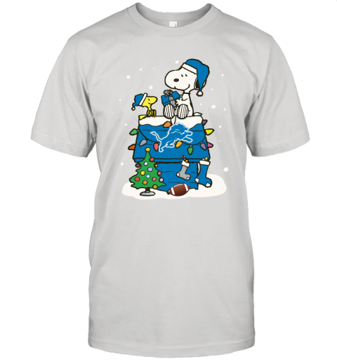 A Happy Christmas With Detroit Lions Snoopy Unisex Jersey Tee