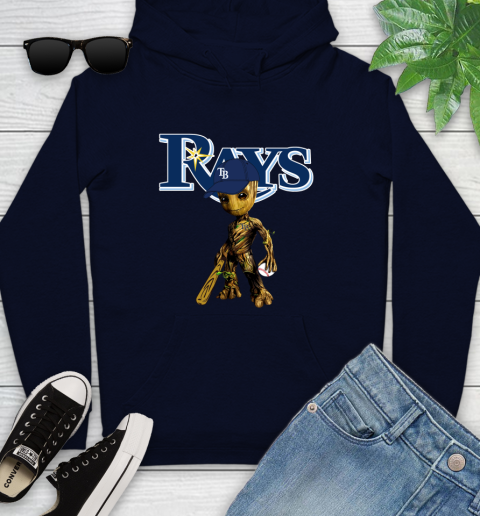 MLB Tampa Bay Rays Groot Guardians Of The Galaxy Baseball Youth Hoodie 4