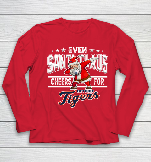 Detroit Tigers Even Santa Claus Cheers For Christmas MLB Youth Long Sleeve 8