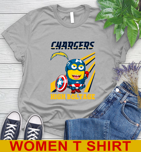 NFL Football Los Angeles Chargers Captain America Marvel Avengers Minion Shirt Women's T-Shirt 5