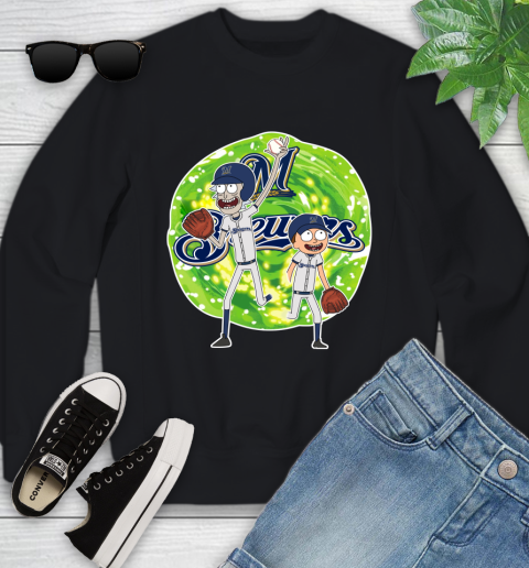 MLB Milwaukee Brewers Rick And Morty Baseball Sports Youth Sweatshirt 2