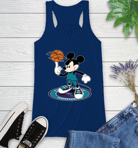 NBA Basketball Charlotte Hornets Cheerful Mickey Disney Shirt Racerback Tank 8