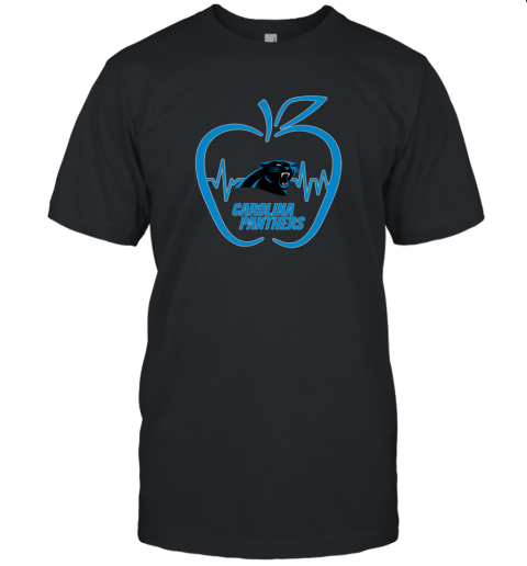 Apple Heartbeat Teacher Symbol Carolina Panthers Unisex Jersey Tee