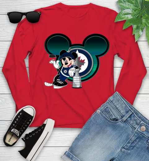 NHL Winnipeg Jets Stanley Cup Mickey Mouse Disney Hockey T Shirt Youth Long Sleeve 11