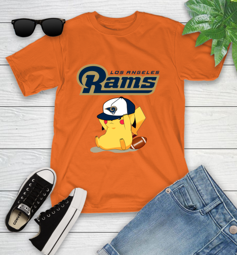 NFL Pikachu Football Sports Los Angeles Rams Youth T-Shirt 7