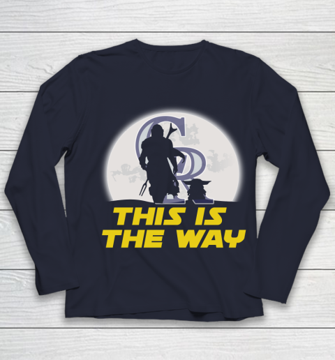 Colorado Rockies MLB Baseball Star Wars Yoda And Mandalorian This Is The Way Youth Long Sleeve 2