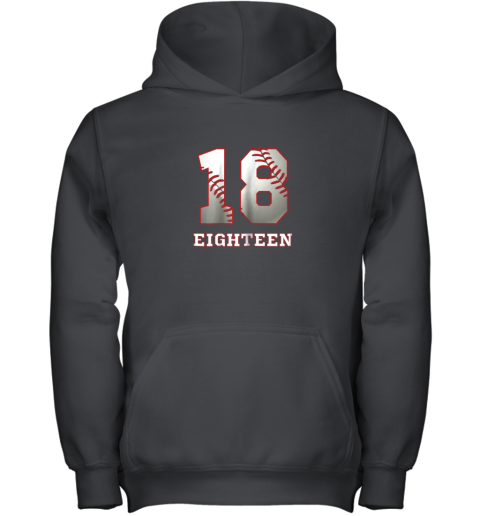 Baseball Number Player No 18 Jersey Youth Hoodie