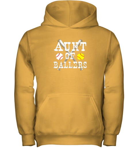 yyra vintage aunt of ballers shirt funny baseball softball love youth hoodie 43 front gold