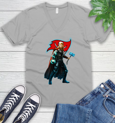 NFL Thor Avengers Endgame Football Tampa Bay Buccaneers V-Neck T-Shirt 4