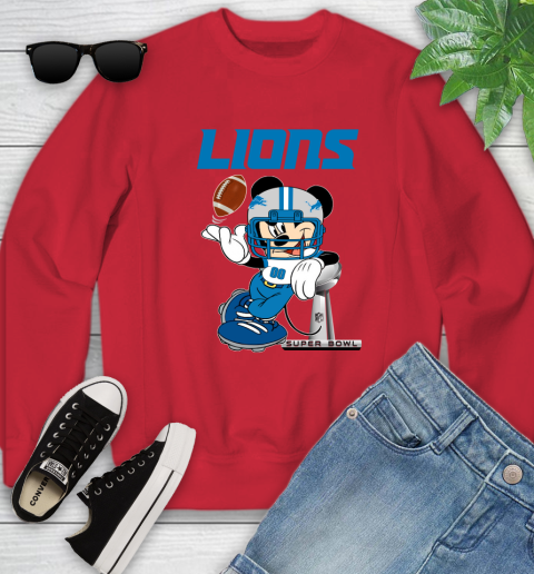 NFL Detroit Lions Mickey Mouse Disney Super Bowl Football T Shirt Youth Sweatshirt 9