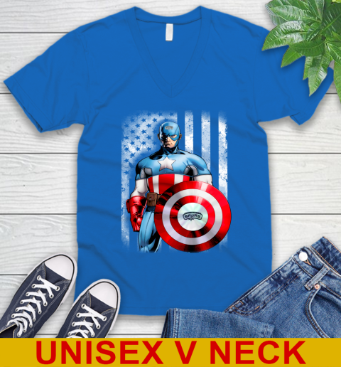 San Antonio Spurs NBA Basketball Captain America Marvel Avengers American Flag Shirt V-Neck T-Shirt 5