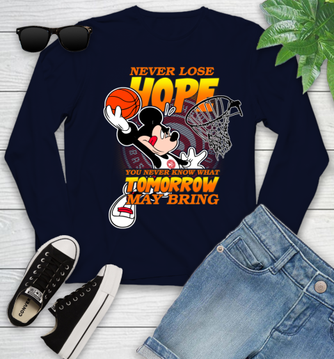 Atlanta Hawks NBA Basketball Mickey Disney Never Lose Hope Youth Long Sleeve 2