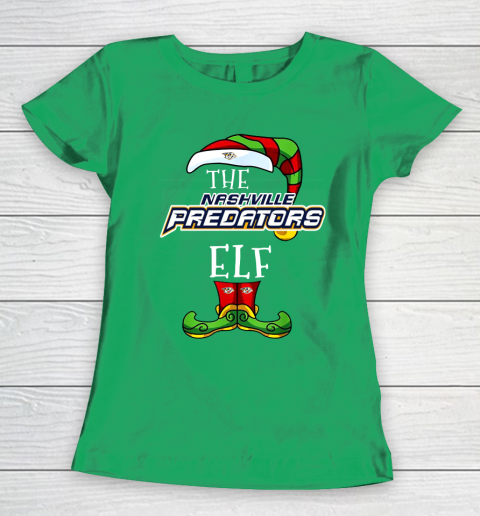 Nashville Predators Christmas ELF Funny NHL Women's T-Shirt 5