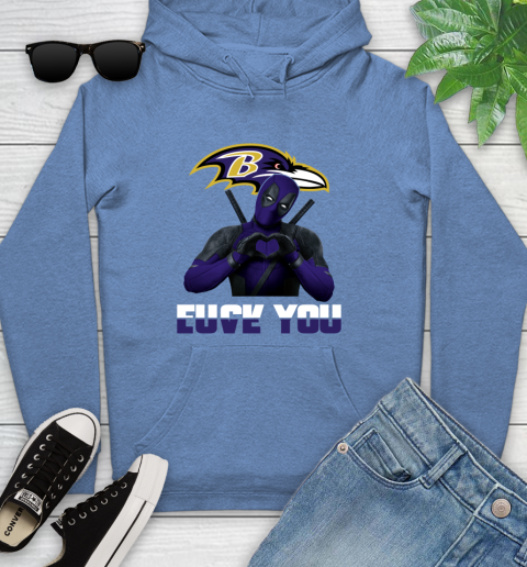NHL Baltimore Ravens Deadpool Love You Fuck You Football Sports Youth Hoodie 13