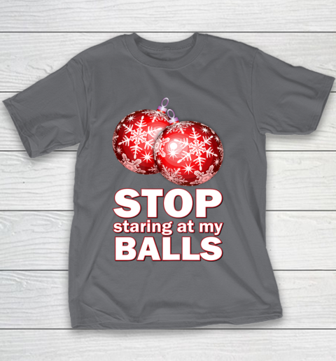 Stop Staring at my Balls Funny Christmas Holiday Pajama Youth T-Shirt 5