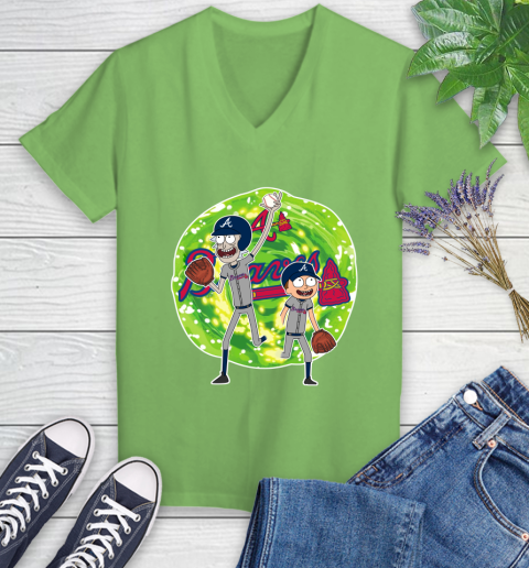 MLB Atlanta Braves Rick And Morty Baseball Sports Women's V-Neck T-Shirt 11