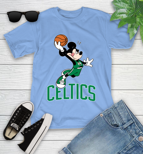 NBA Basketball Boston Celtics Cheerful Mickey Mouse Shirt Youth T-Shirt 11