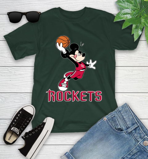 NBA Basketball Houston Rockets Cheerful Mickey Mouse Shirt Youth T-Shirt 5
