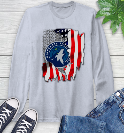 Minnesota Timberwolves NBA Basketball American Flag Long Sleeve T-Shirt 6