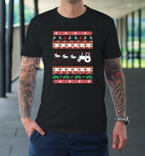 Farming Farmer Tractor Ugly Christmas T-Shirt