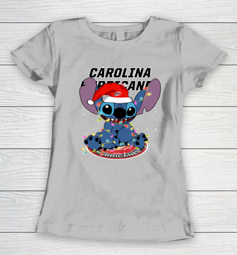 Carolina Hurricanes NHL Hockey noel stitch Christmas Women's T-Shirt 3