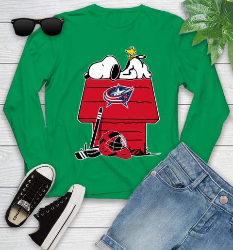 Columbus Blue Jackets NHL Hockey Snoopy Woodstock The Peanuts Movie Youth Long Sleeve 6