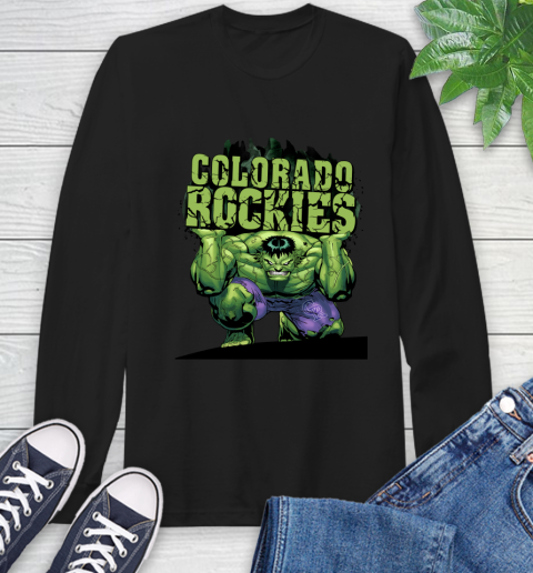 Colorado Rockies MLB Baseball Incredible Hulk Marvel Avengers Sports Long Sleeve T-Shirt 2