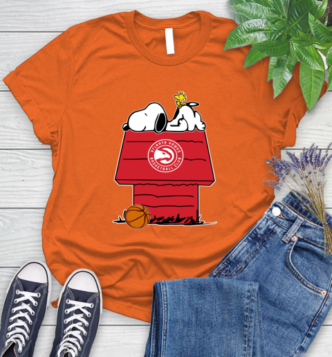 Atlanta Hawks NBA Basketball Snoopy Woodstock The Peanuts Movie Women's T-Shirt 4