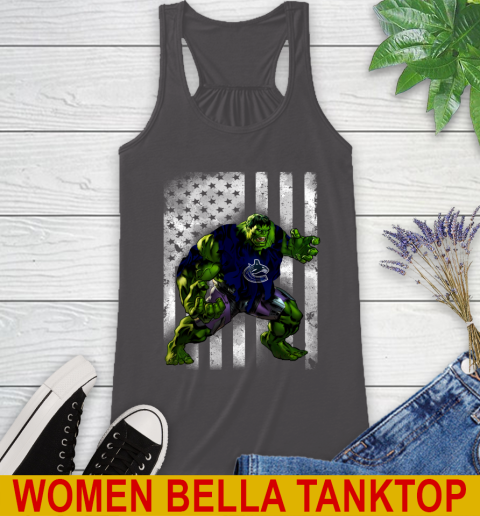 Vancouver Canucks Hulk Marvel Avengers NHL Hockey American Flag Racerback Tank 10
