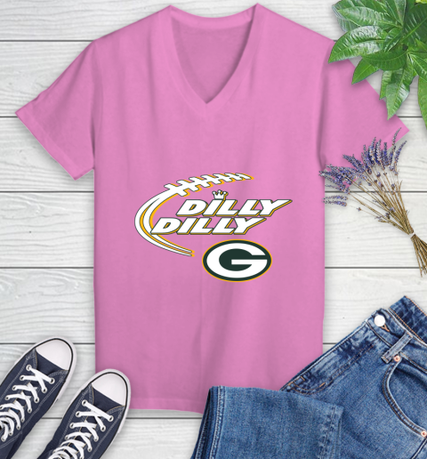 NFL Green Bay Packers Dilly Dilly Football Sports Women's V-Neck T-Shirt 14