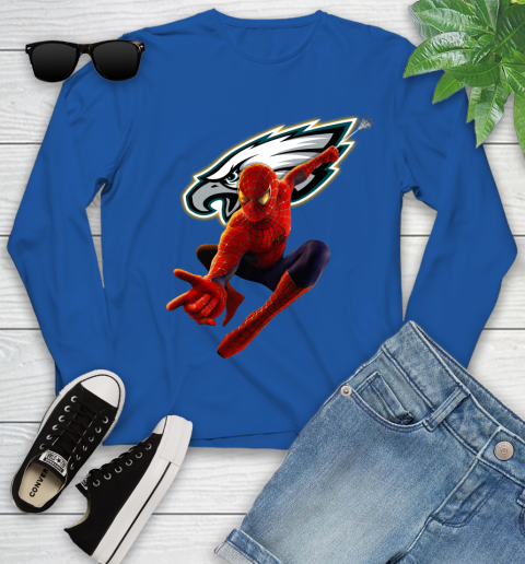 NFL Spider Man Avengers Endgame Football Philadelphia Eagles Youth Long Sleeve 9