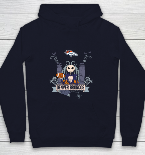 NFL Denver Broncos Football Jack Skellington Halloween Youth Hoodie 2