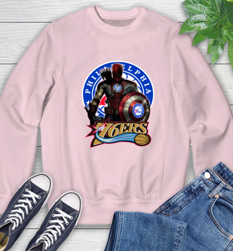 Philadelphia 76ers NBA Basketball Captain America Thor Spider Man Hawkeye Avengers (1) Sweatshirt 9