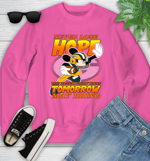 Green Bay Packers NFL Football Mickey Disney Never Lose Hope Youth Sweatshirt 6