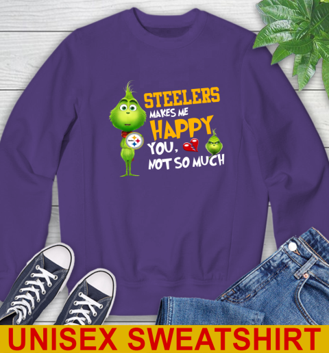 NFL Pittsburgh Steelers Makes Me Happy You Not So Much Grinch Football Sports Sweatshirt 4