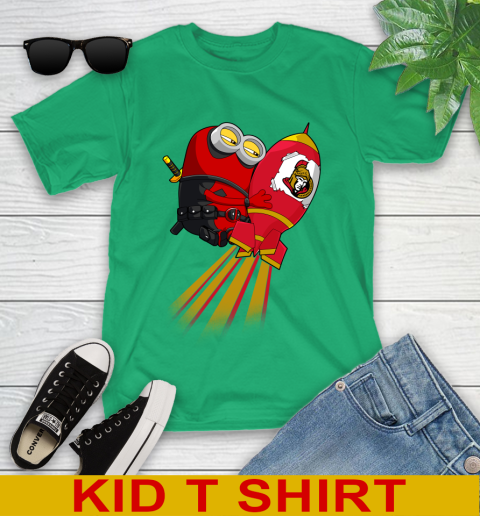 NHL Hockey Ottawa Senators Deadpool Minion Marvel Shirt Youth T-Shirt 7