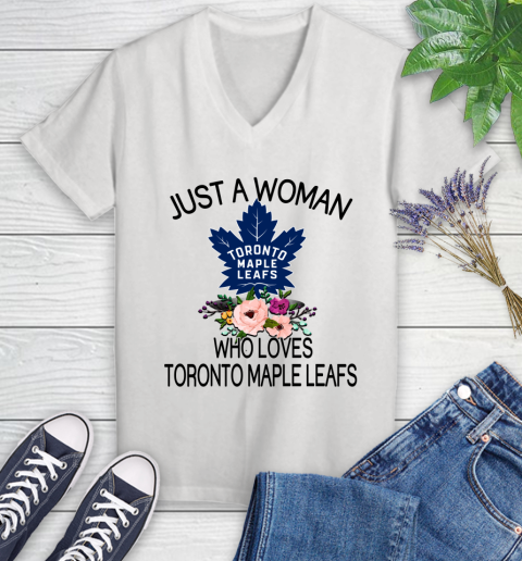 NHL Just A Woman Who Loves Toronto Maple Leafs Hockey Sports Women's V-Neck T-Shirt