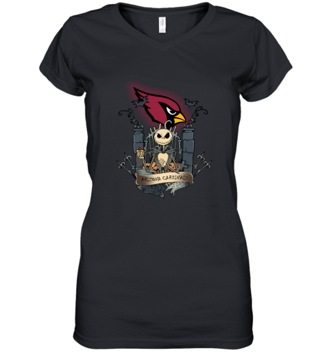 Arizona Cardinals Jack Skellington This Is Halloween NFL Women's V-Neck T-Shirt