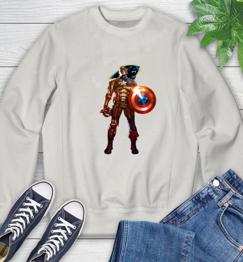 NFL Captain America Marvel Avengers Endgame Football Sports Carolina Panthers Sweatshirt 12